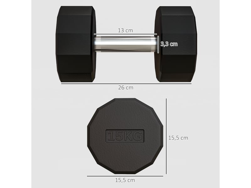  Haltère poignée antidérapante, fitness, sport à domicile, 15kg, noir  - Conforama E