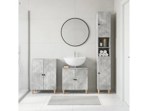 Ensemble de meuble de salle de bain 3 pièces alkmaar gris béton cf63298