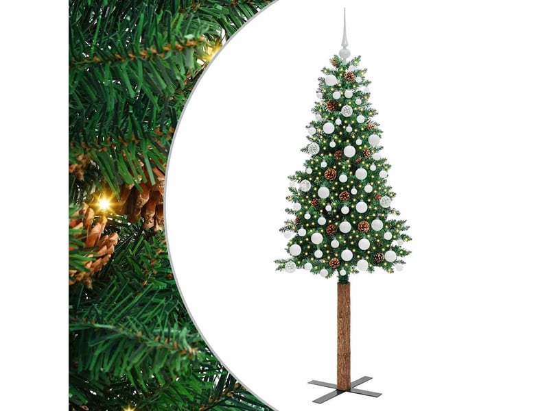Sapin de noël, arbre de noël mince vert 180 cm pvc et bois de pin massif shl7237 - Conforama A