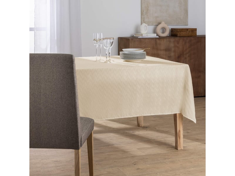  Nappe de table jacquard elyse 140x240cm naturel  - Conforama D