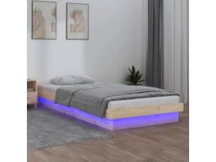 Lit adulte, lit simple, cadre de lit à led sans matelas 100x200cm bois massif cf65