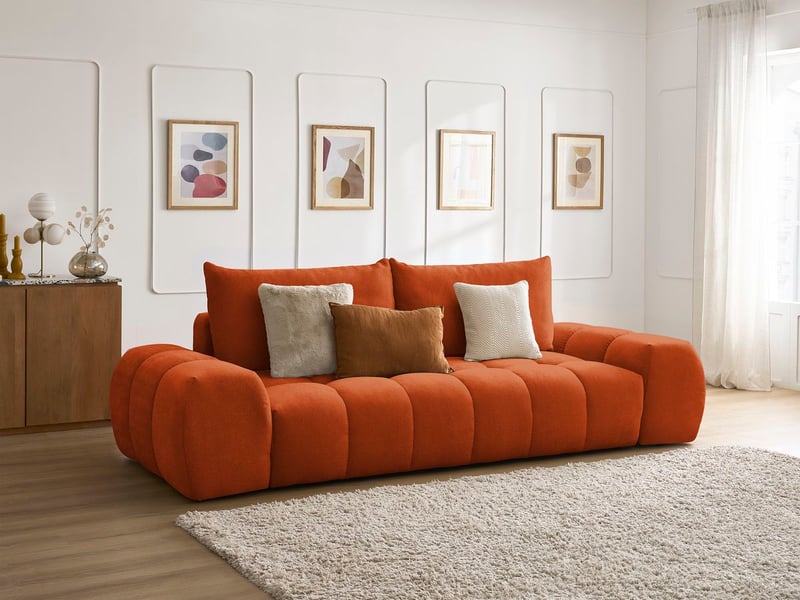  Bobochic canapé droit fixe 3 places everest tissu texturé orange EVEREST - Conforama B