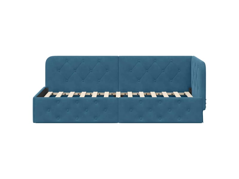  Lit simple- lit adulte -  cadre de lit d'angle bleu 80 x 200 cm velours  - Conforama D