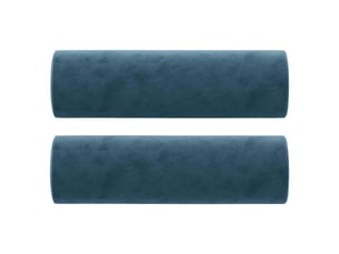 Lot de 2 coussins décoratifs bleu ø15x50 cm velours cf60858