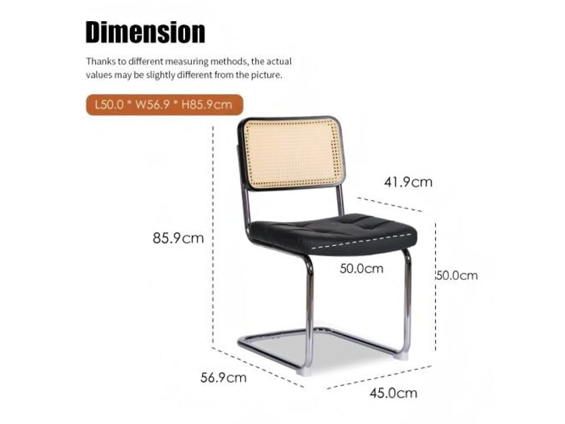  Ensemble 4 chaises de salle à manger - cuir synthétique rembourré, pieds chromés - design breuer milieu du siècle  - Conforama C