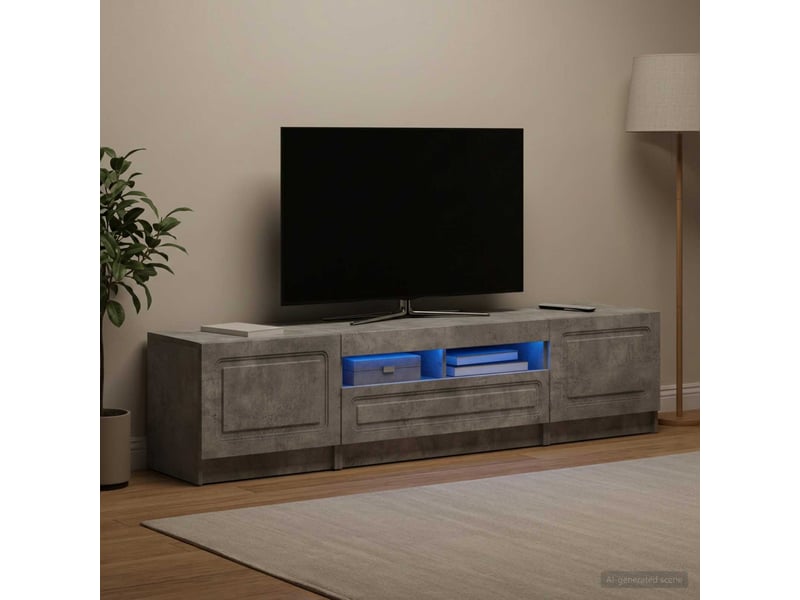 Meuble tv - banc tv - meuble de rangement led utrecht 3 pcs gris béton bois d'ingénierie - Conforama B