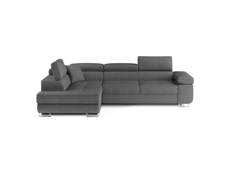 Canapé d'angle convertible menton gris tissu tissé – angle gauche avec coffre - Conforama A