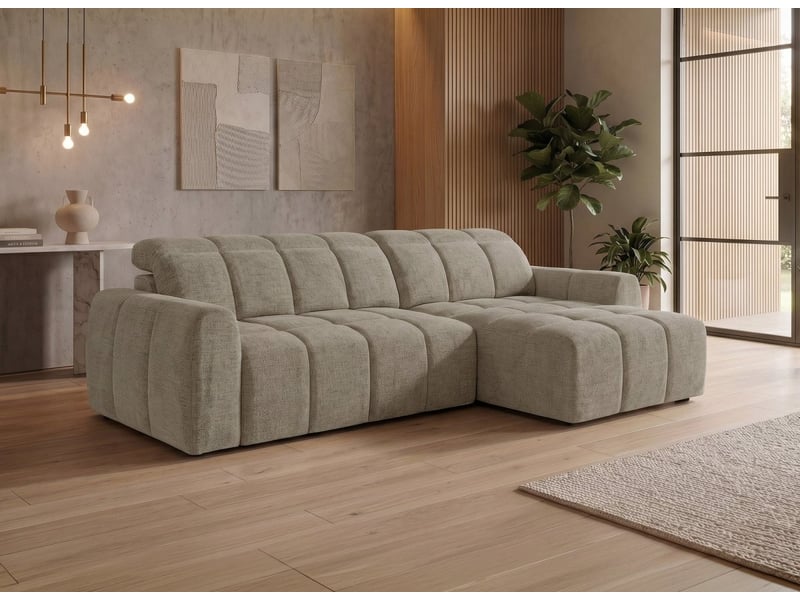Canapé d'angle relax électrique en velours chiné taupe dania -angle droit KF8665B-3M-TAU - Conforama B