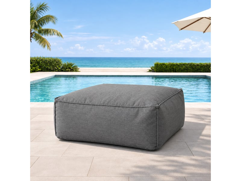  Pouf d’extérieur gris tissu déperlant – 85x85x30 cm praiano  - Conforama B