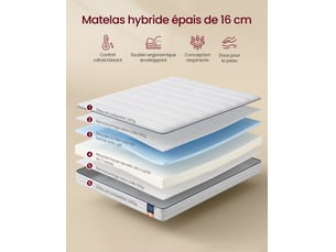 Matelas 160x200 cm VASAGLE   Mousse + mémoire de forme soutien Souple épaisseur 16 cm