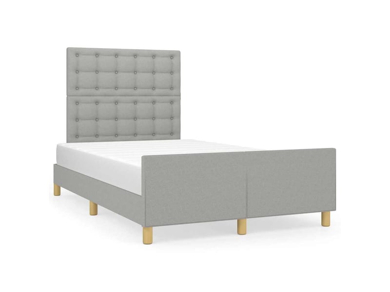 Lit double- lit adulte -  cadre de lit sans matelas gris clair 120x190 cm tissu  - Conforama A