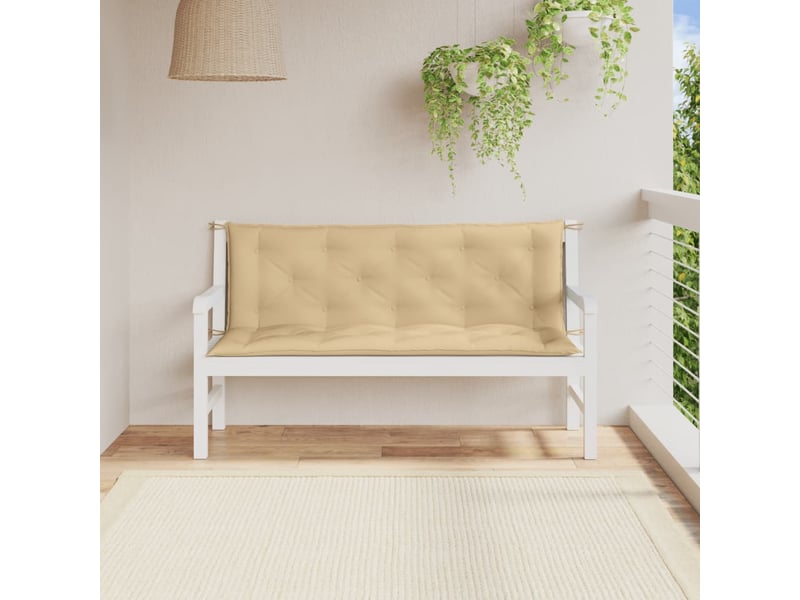 Lot de 2 coussins de banc de jardin, coussins d'assise beige mélangé tissu cf58630 - Conforama C