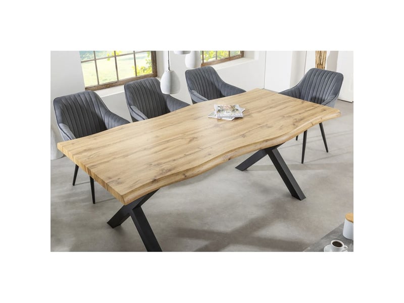  Table de salle à manger rivet – rectangulaire 200 cm – mdf et métal – style industriel  - Conforama B
