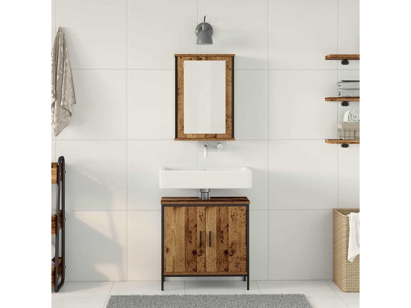 Ensemble de mobilier de salle de bain 2 pièces marron cf64226 - Conforama D