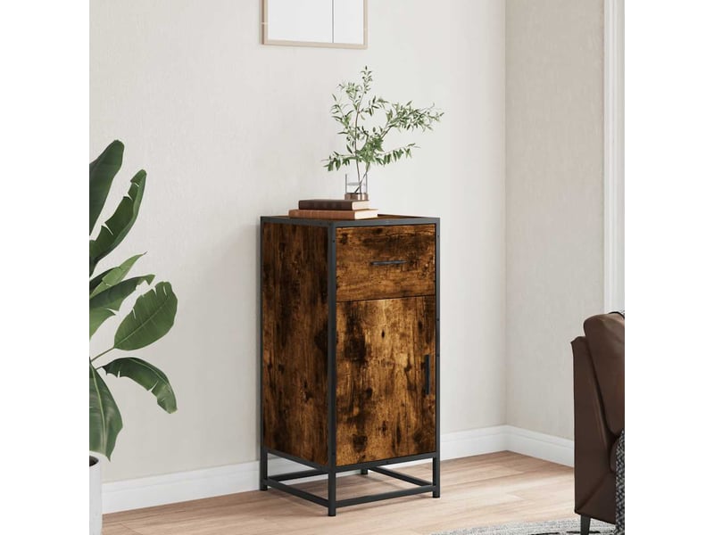  Buffet - bahut - meuble de rangement chêne fumé 35,5x35x76 cm bois d'ingénierie et métal  - Conforama C