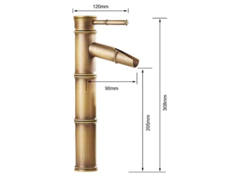  Grand robinet en bambou, robinet monotrou pour eau chaude et froide dans le bassin d'eau courante, robinet de salle de bain en bronze  - Conforama C