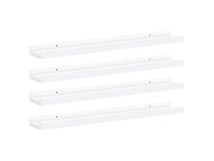 Lot de 4 étagères murales, étagères suspendues blanc 60x9x3 cm cf43196