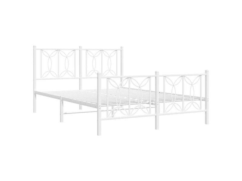  Lit double- lit adulte -  cadre de lit métal sans matelas et pied de lit blanc 135x190 cm  - Conforama B