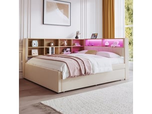 Lit gigogne 140x200 cm REDOM coloris beige