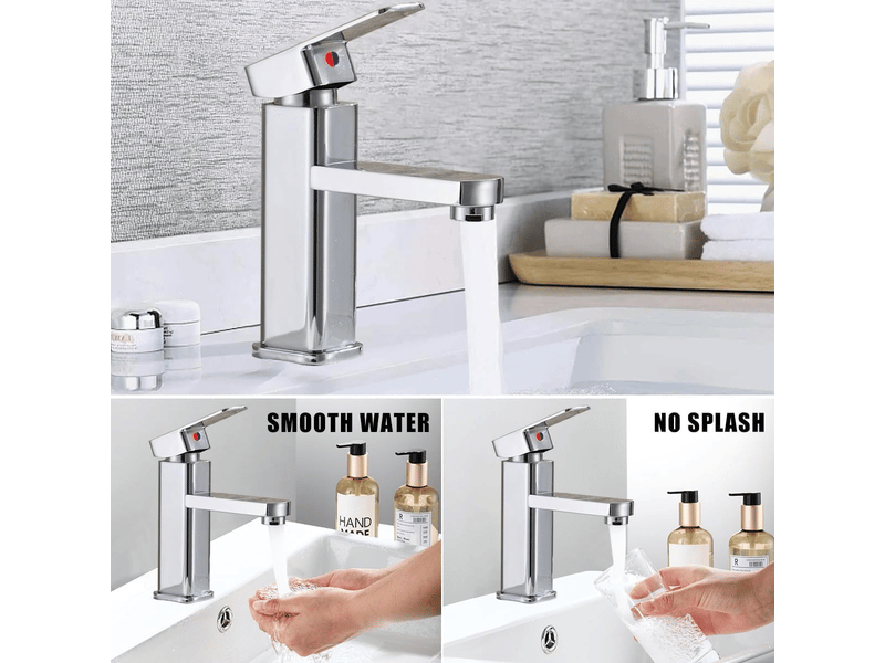  Robinet de salle de bain, mitigeur de lavabo, eau chaude et froide, adapté aux toilettes et à la salle de bain (galvanoplastie)  - Conforama D