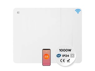 Radiateur électrique 1000w wifi connecté programmable pid fil pilote ip24 salle de bain