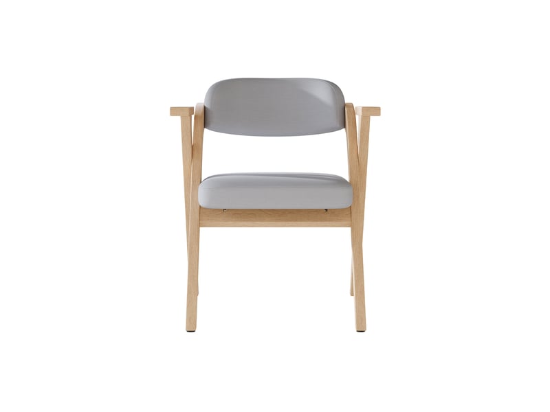  Lot de 6 chaises de salle à manger pliantes avec accoudoirs, rembourrées en lin et bois gris  - Conforama A