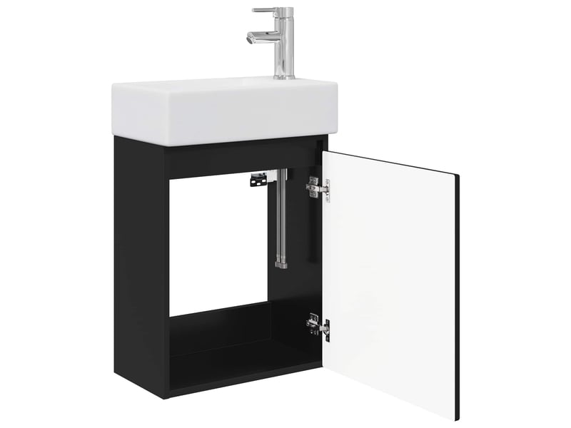  Meuble de rangement salle de bain avec robinet noir 45.5x22.5x84 cm shl1954  - Conforama D