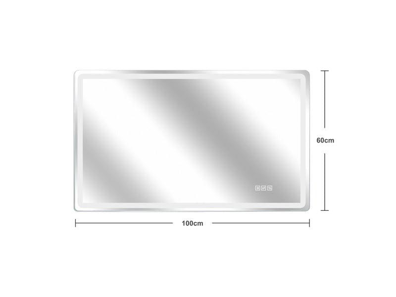  Miroir de salle de bains led 100x60 cm sans cadre argenté  - Conforama E