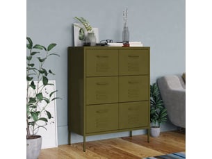 Armoire de bureau, armoire à tiroirs vert olive 80x35x101,5 cm acier