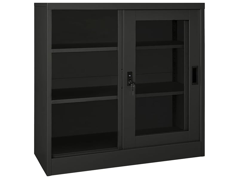  Armoire de rangement, armoire à portes coulissantes anthracite 90x40x90 cm acier  - Conforama E