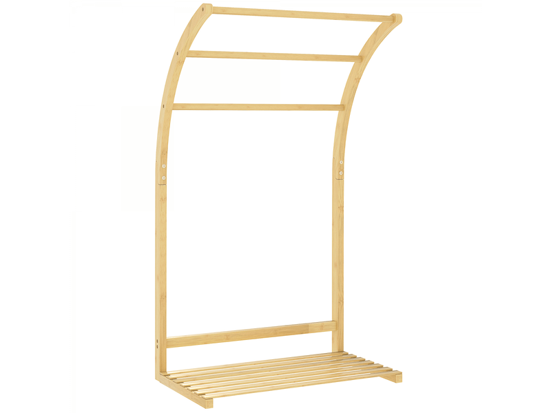 Porte-serviettes en bambou 3 barres avec étagère de rangement,pour la salle de bains et la buanderie,finition naturel - Conforama A