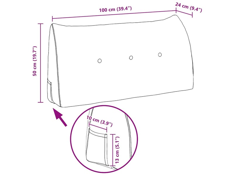  Coussin de dos, coussin de dossier rose 100 x 24 x 50 cm tissu cf54962  - Conforama E