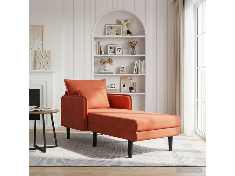  Vidaxl grande méridienne rouge orange tissu en velours côtelé  - Conforama B