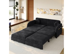 Canapé droit convertible <strong></strong> <strong>Fay Lum</strong> 2 places Tissu noir