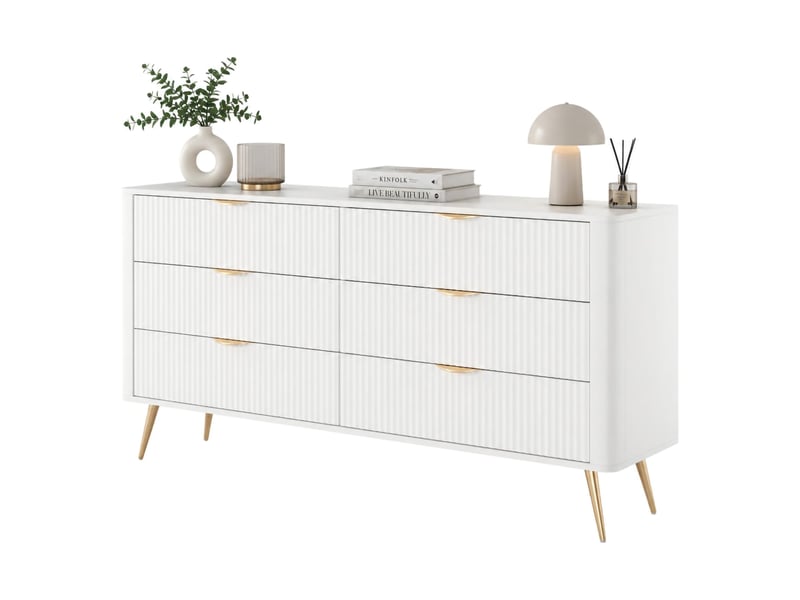  Buffet hali, enfilade 6 tiroirs, 163x38x81h cm blanc Hali - Conforama A