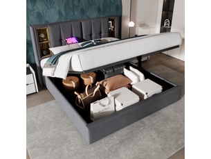 Lit coffre 180x200 cm coloris gris