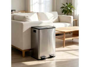 Poubelle tri sélectif - poubelle double de tri sélectif pour la cuisine, 2 x 28 l, couvercle à fermeture amortie, argent