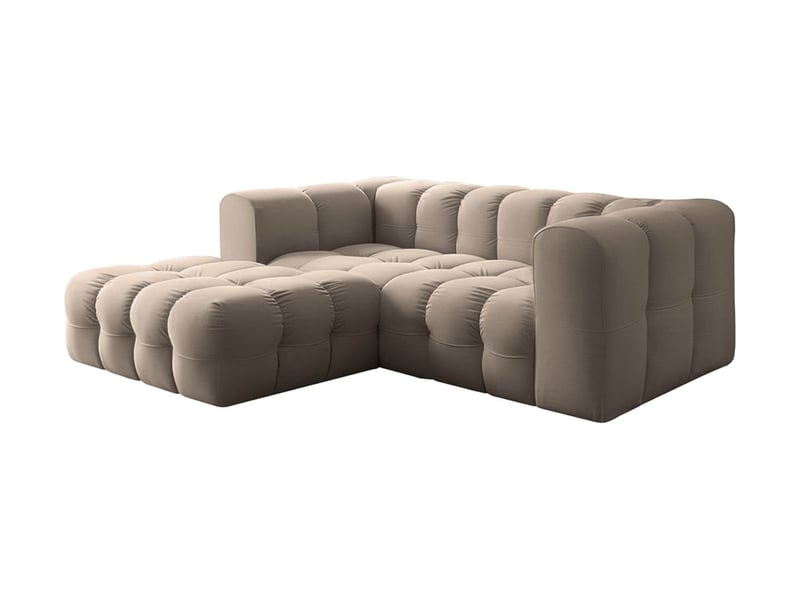  Canapé d'angle gauche miloe mini 3 places en velours - taupe MILOE - Conforama A