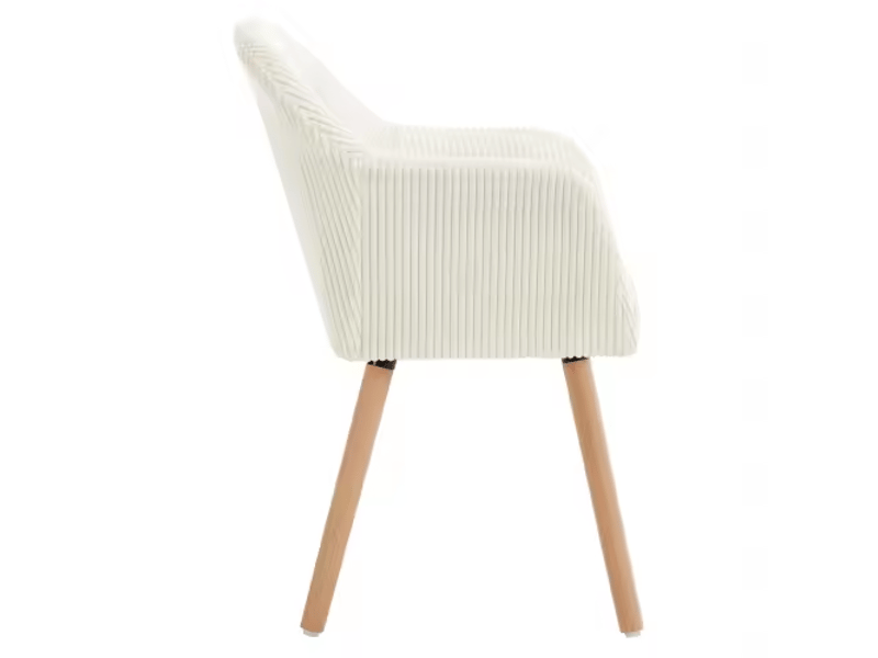  Chaise de salle à manger,55,5x46x83,5 cm,avec accoudoirs,velours côtelé,beige  - Conforama D