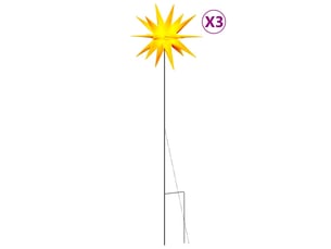 Lumières de noël avec piquets 3 pcs led pliable jaune 57 cm