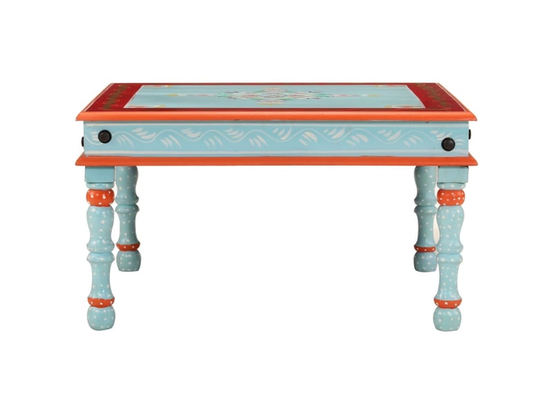  Table basse - table de salon - table à thé bleu bois de manguier massif peint à la main  - Conforama A