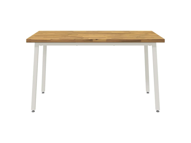 Table à manger moderne 140x70x75 cm bois d'acacia massif naturel et blanc shl94825 - Conforama D