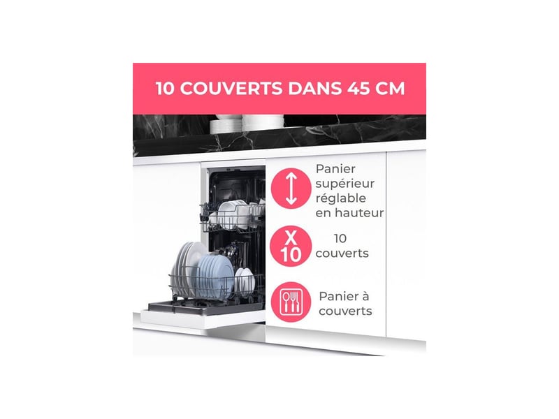  Lave vaisselle pose libre 45 cm 10 couverts moteur induction 47 db blanc OCEALV1047W - Conforama B