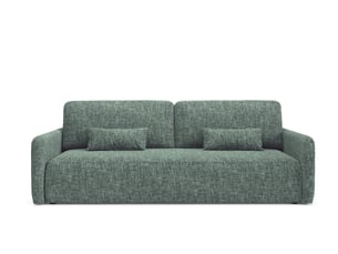 Canapé droit convertible   4 places Tissu vert avec coffre de rangement