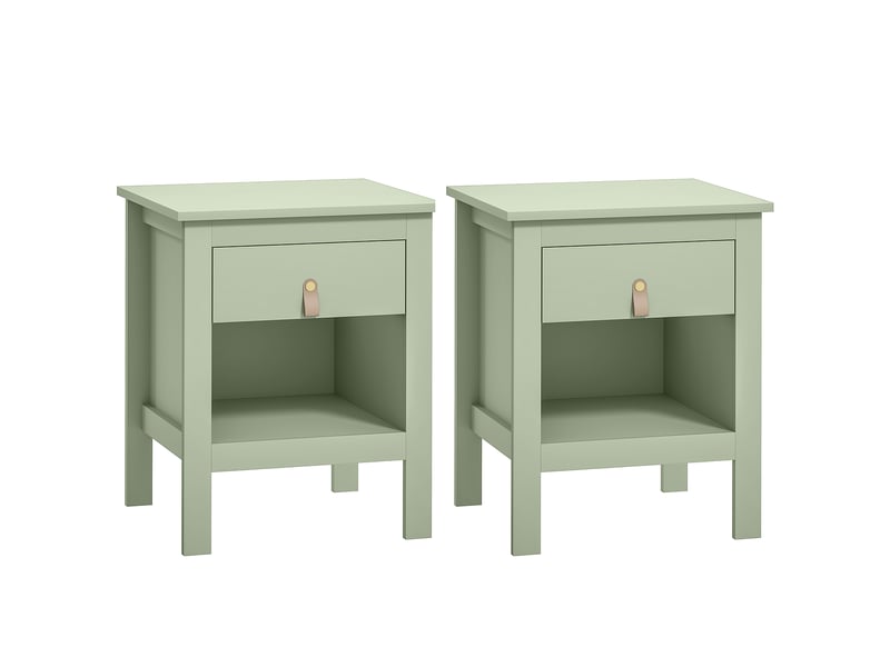 Lot de 2 tables de chevet avec tiroir et compartiment ouvert, vert, 45 x 40 x 55 cm - Conforama B