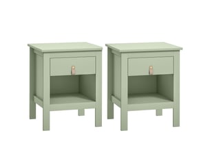 Lot de 2 tables de chevet avec tiroir et compartiment ouvert, vert, 45 x 40 x 55 cm