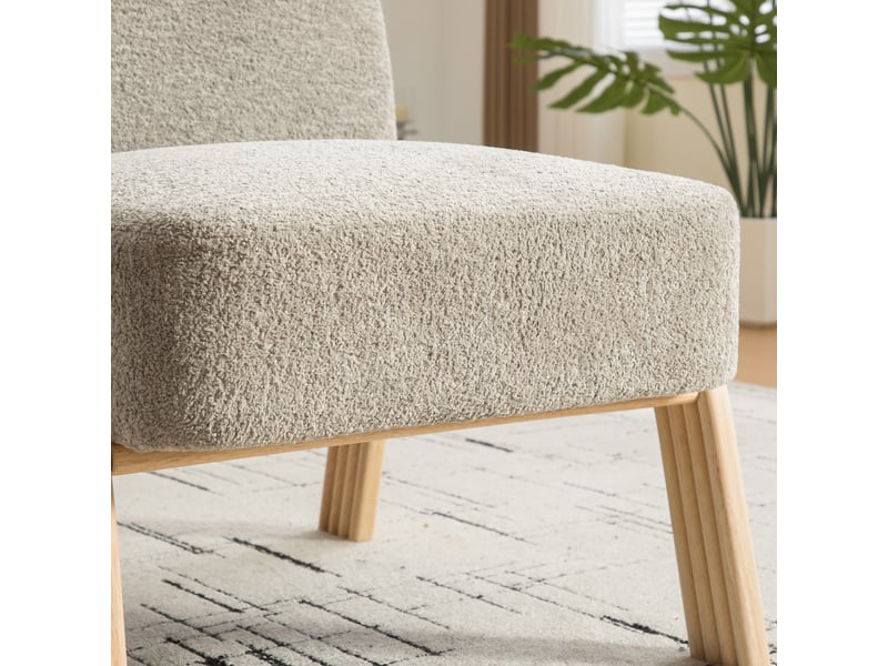 Fauteuil lounge,72x61x78 cm,style scandinave,chenille,gris - Conforama E