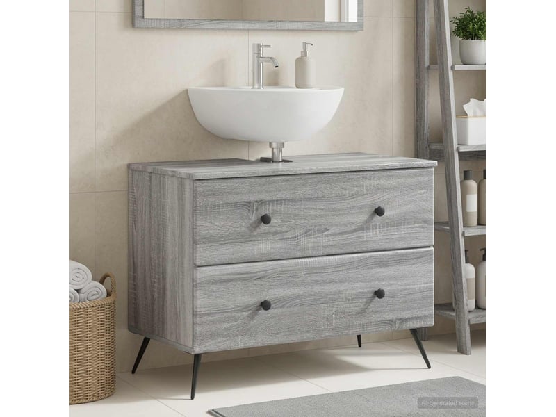 Meuble sous lavabo de salle de bain breda sonoma gris cf64846 - Conforama B