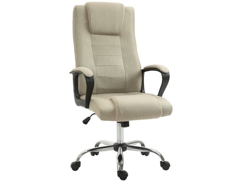 Fauteuil de bureau aspect lin, réglable en hauteur, fonction bascule, 5 roulettes, beige 921-265V00BG - Conforama A