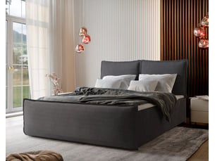 Lit avec rangement 180x200 cm <strong>MASSENO</strong>  <strong></strong> coloris gris